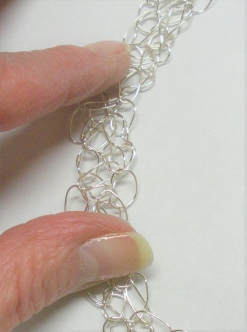 Judy Larson's Wire Crocheted Necklace - , Contemporary Wire Jewelry, Crocheting, just stretch the braided ends of the necklace out a bit